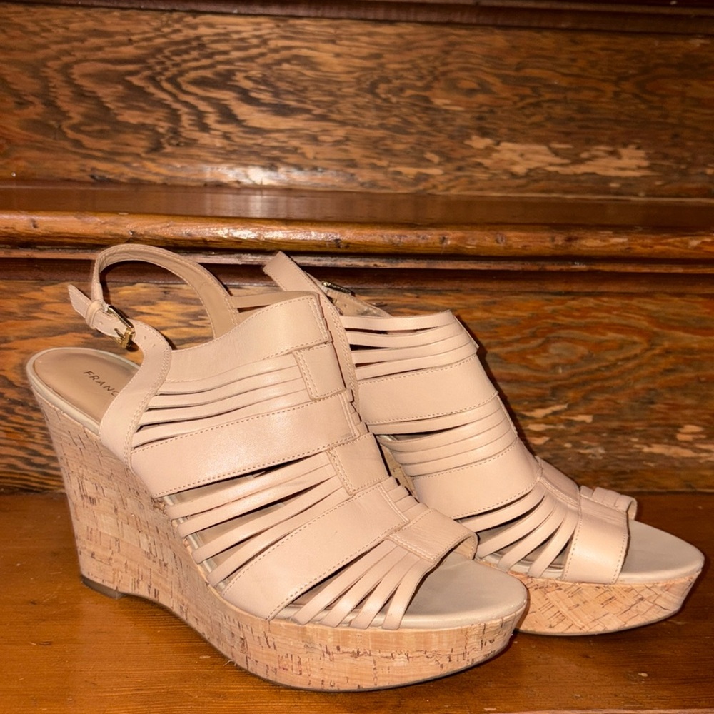 Franco Sarto Cream Wedge Sandals